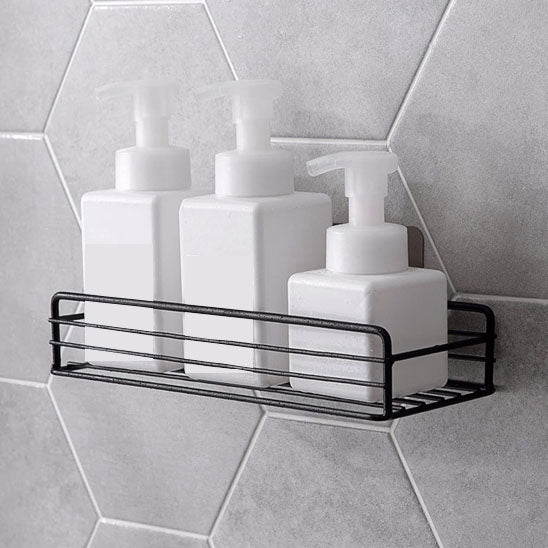 Étagère mural salle de bain en fer noir modèle G540, solide et élégante