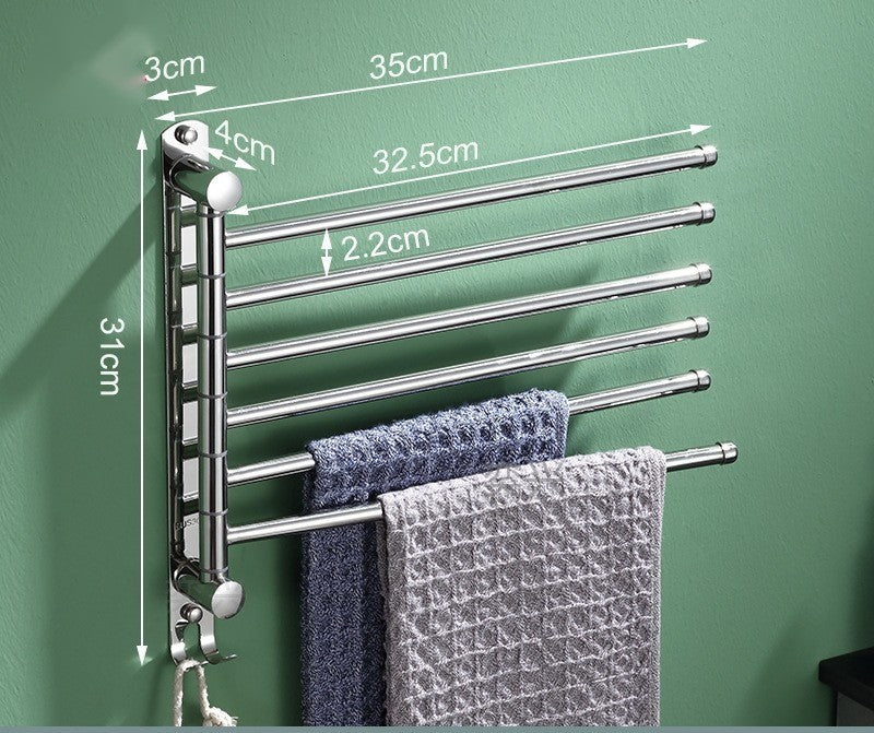 Porte serviette salle de bain extensible 6 bras – parfait pour les grandes familles