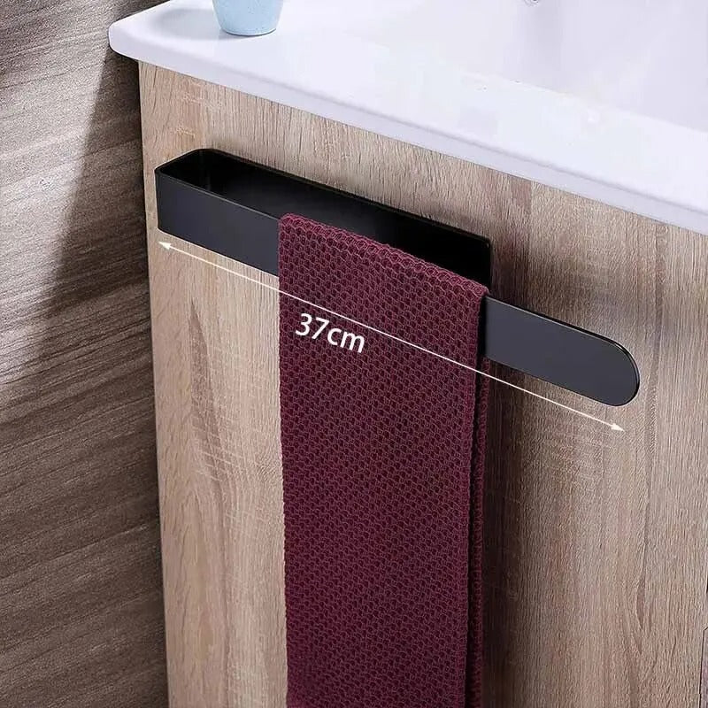 Porte serviette salle de bain mural noir sans perçage en acier inoxydable