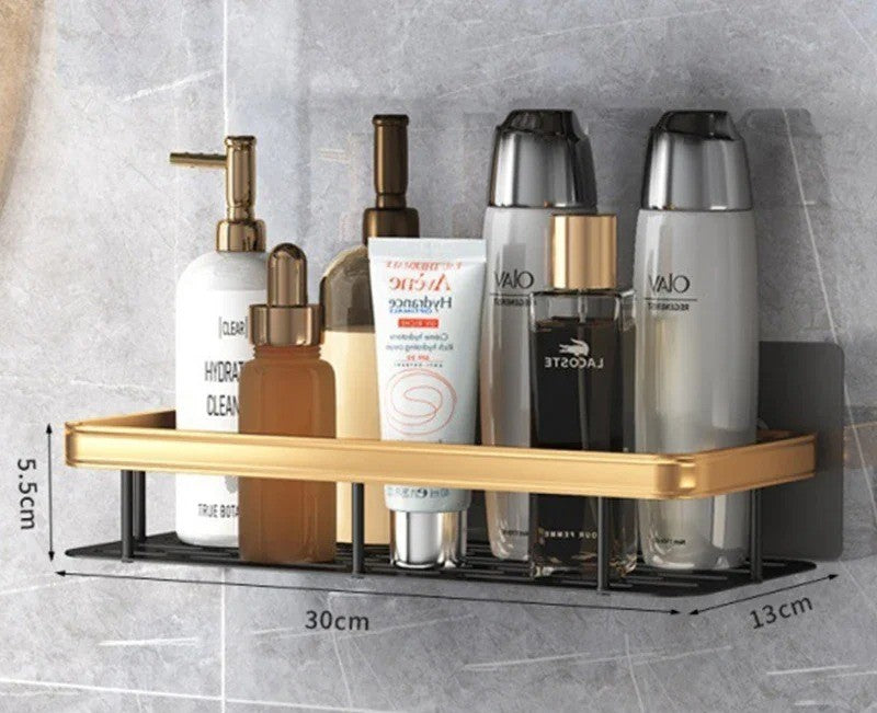 Étagere mural de salle de bain élégante en aluminium, design moderne et pratique pour optimiser l’espace et ranger vos produits de toilette