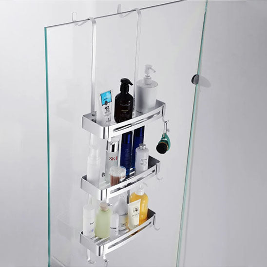 Étagère mural pour salle de bain argent à 3 bacs pour un rangement optimal.