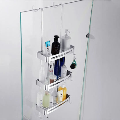 Étagère mural pour salle de bain argent à 3 bacs pour un rangement optimal.