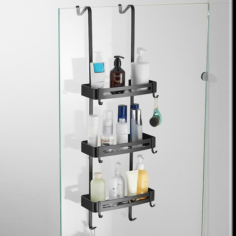 Étagère mural pour salle de bain noir antirouille à 3 niveaux.