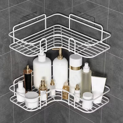 Rangement douche d’angle grande capacité pour bouteilles shampoing et gel