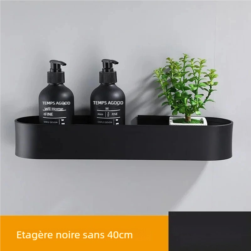 Étagere murale salle de bain noire finition laquée résistante et durable