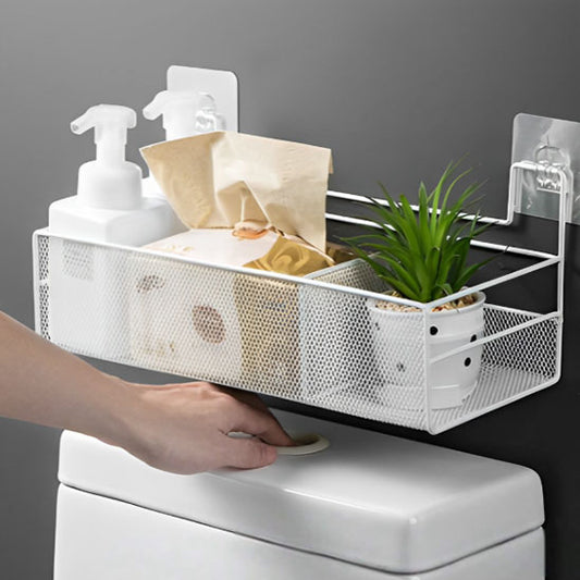 Étagère salle de bain murale blanche design en fer robuste