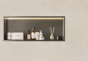 Étagère salle de bain murale design moderne – niche inox encastrée