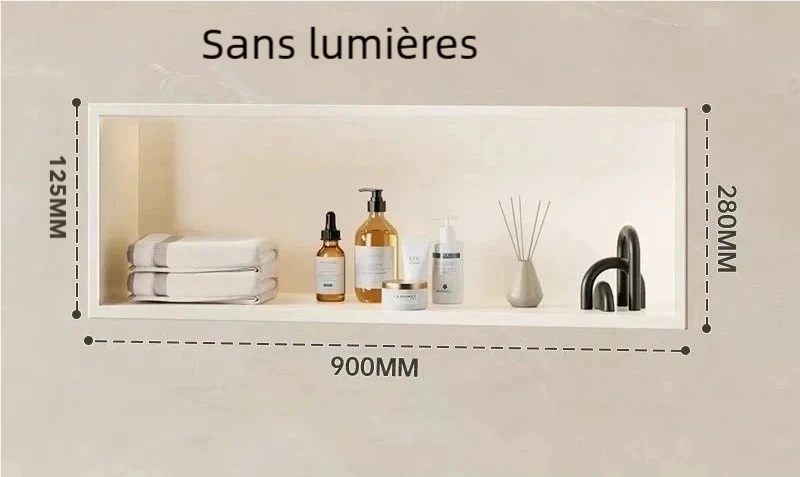 Étagère salle de bain murale encastrée 90 cm blanche – design minimaliste