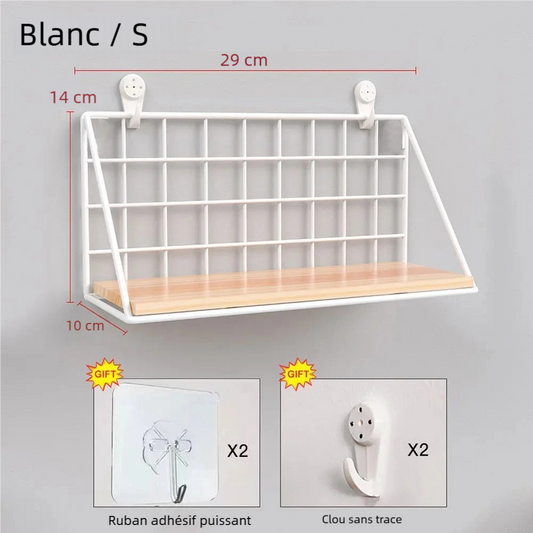 Étagère salle de bain murale facile à installer avec crochets et clous sans trace