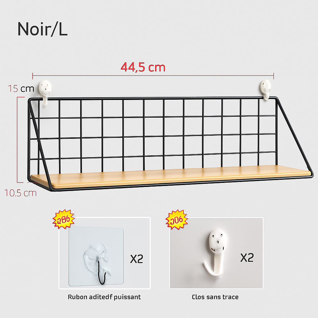 Étagère salle de bain murale avec fixation solide et sécurisée