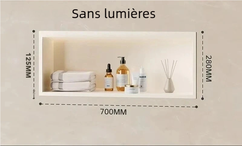 Étagère salle de bain murale blanche 70 cm en acier inoxydable anticorrosion