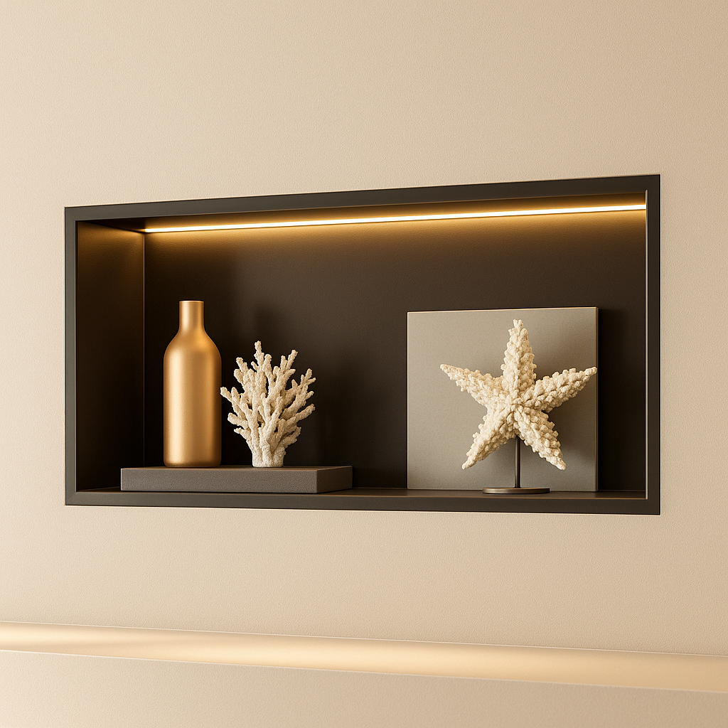 Étagère salle de bain murale avec lumière LED intégrée 70 cm