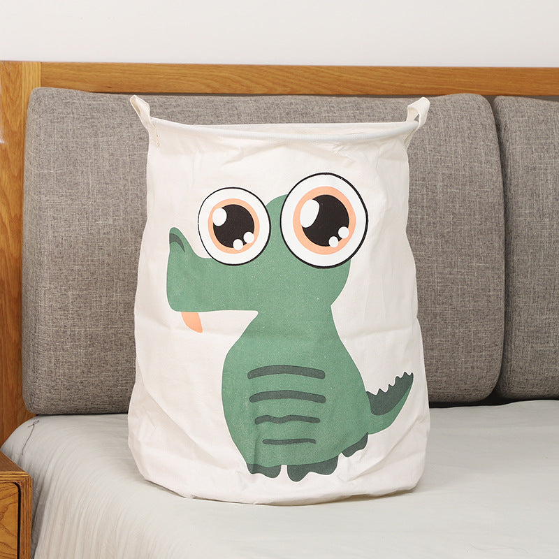 Panier à linge dinosaures, pliable et coloré.