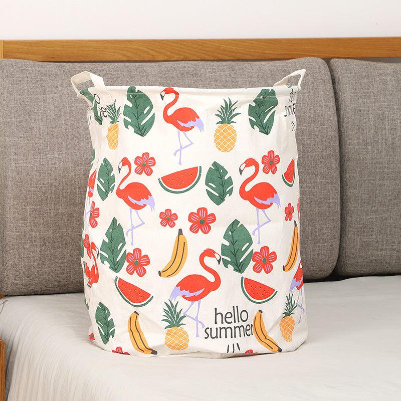 Panier à linge flamant rose et pastèque, style estival Hello Summer.