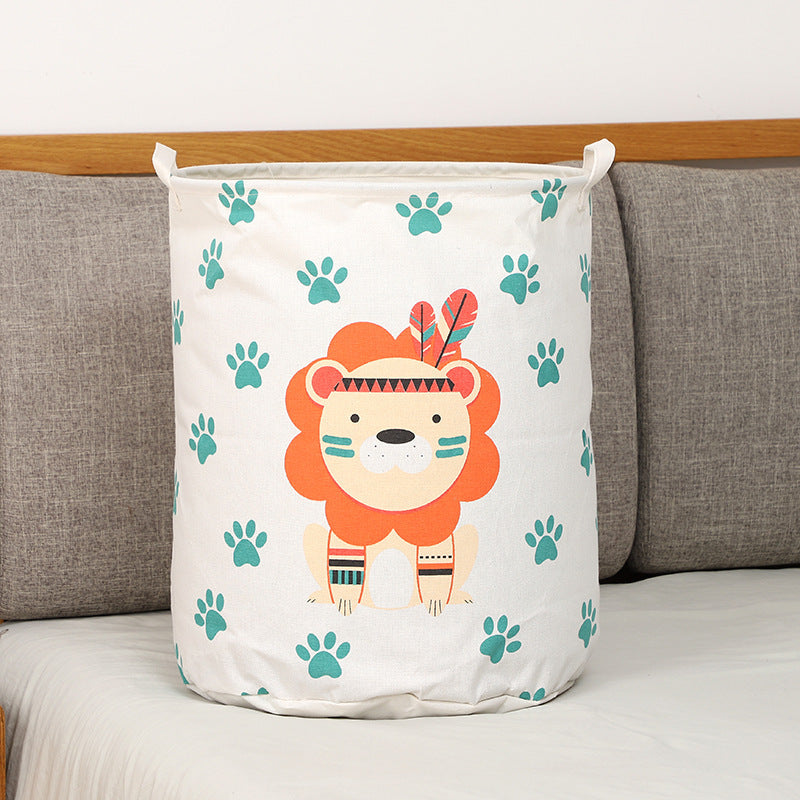 Panier à linge motif lion de tribu, rangement décoratif pour linge ou jouets.