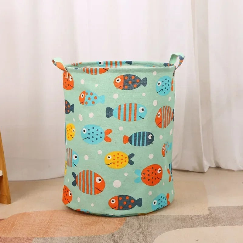 Panier linge pliable en coton et lin durable