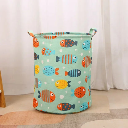 Panier linge pliable en coton et lin durable