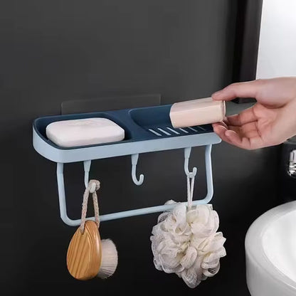 Porte savon douche à double compartiment avec drainage, garde les savons bien séparés et secs.