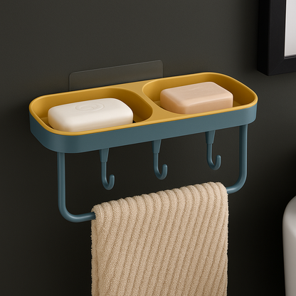 Porte-savon de douche ergonomique avec crochets, idéal pour un usage quotidien facilité