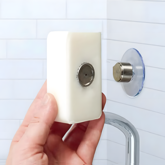 Porte savon mural aimanté sans perçage solution propre et élégante pour un savon toujours sec. Installation facile, gain de place garanti.
