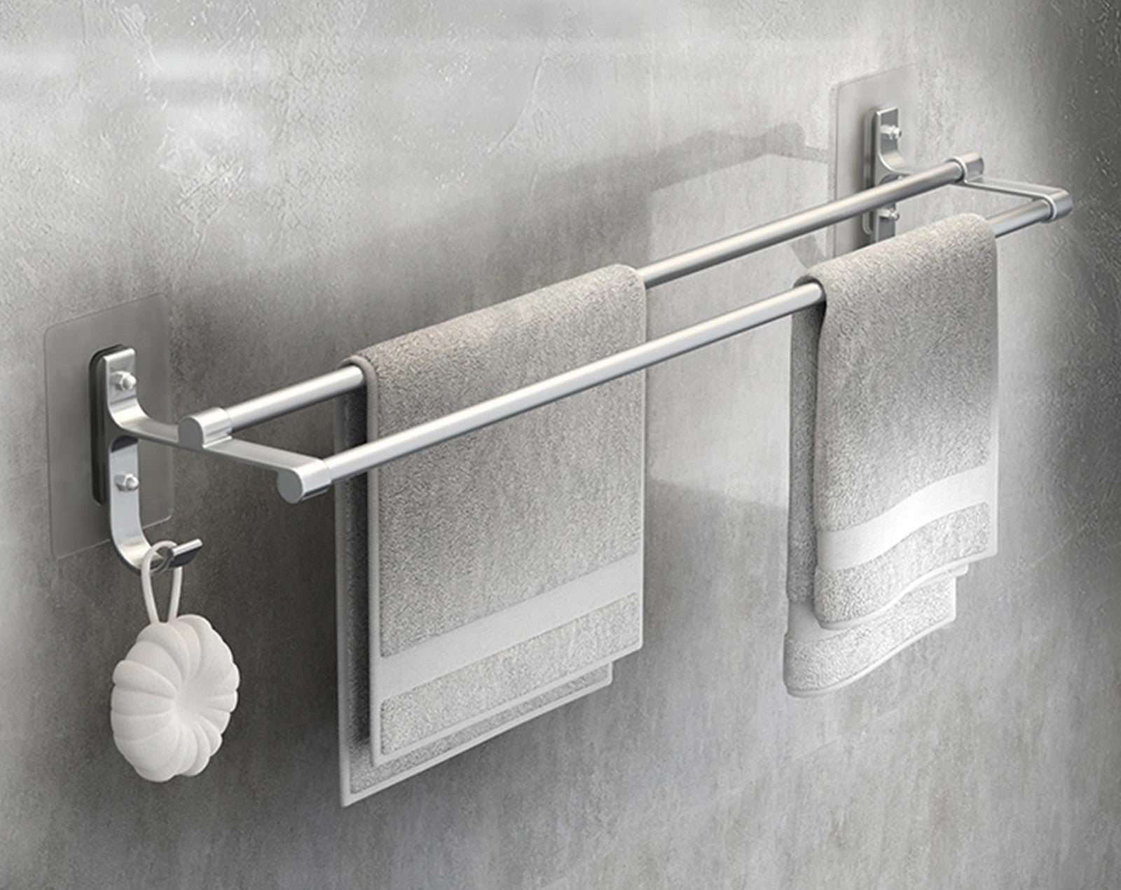 Installation facile du porte-serviette mural sans outils ni perçage.