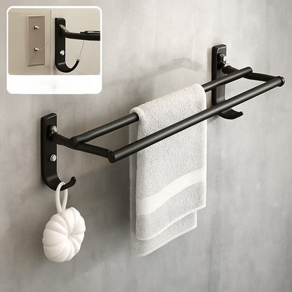 Porte-serviette mural noir au design moderne et élégant.