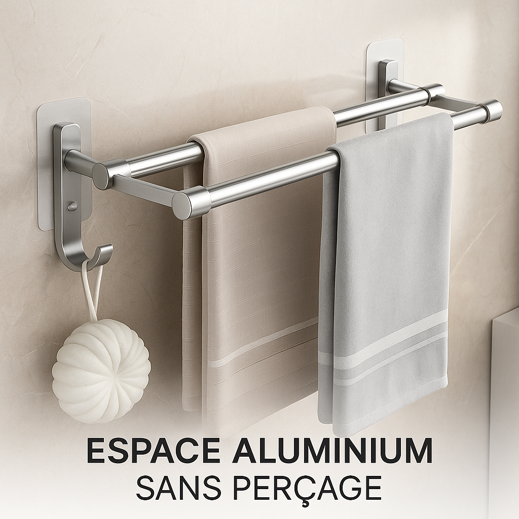 Porte-serviette mural compact, idéal pour les petites salles de bain.