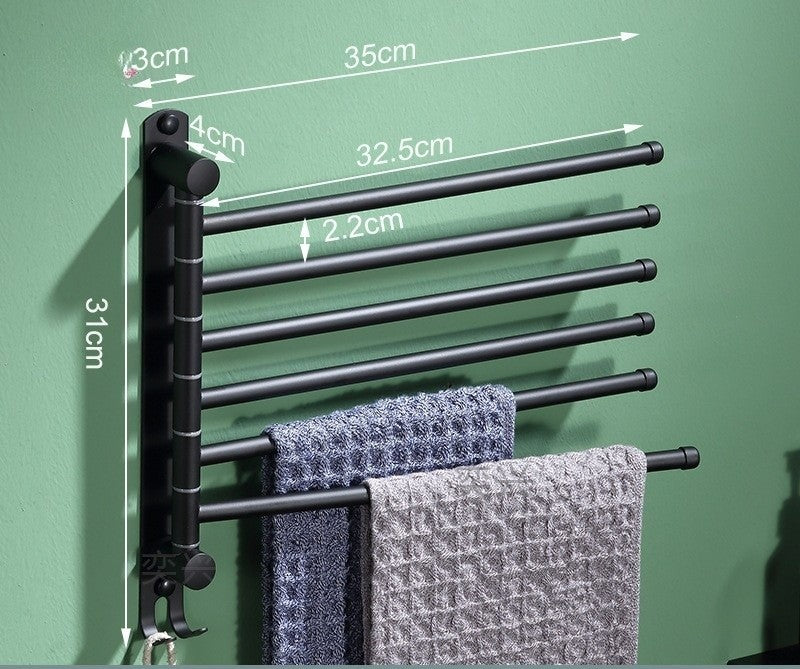 Porte serviette salle de bain noir mat 6 branches – design moderne et gain de place