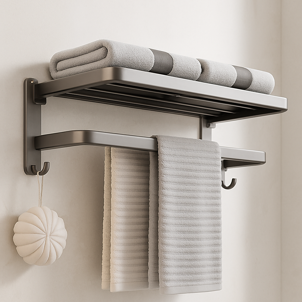 Support mural design porte serviette salle de bain