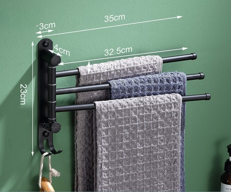 Porte serviette mural salle de bain en aluminium noir – robuste et élégant