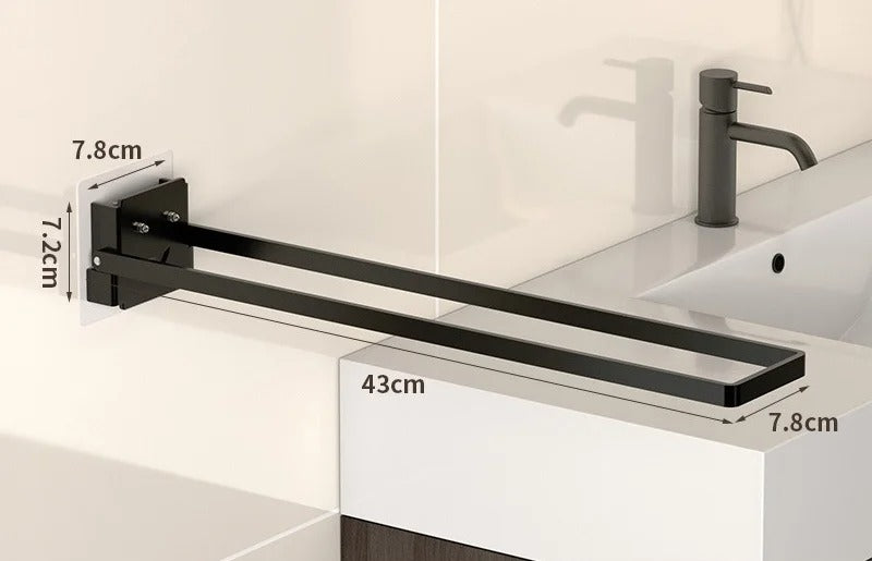 Porte-serviette mural de salle de bain noir, au design moderne et minimaliste