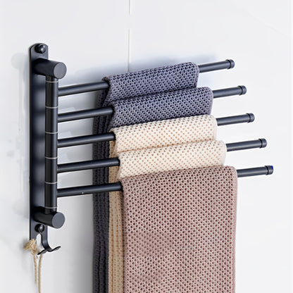 Porte serviette salle de bain mural en aluminium noir avec style moderne