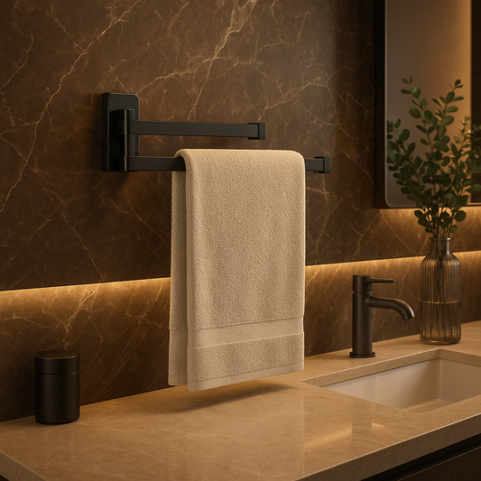 Porte-serviette mural pour salle de bain pliant, rotatif à 180°