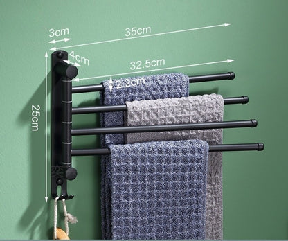 Porte serviette salle de bain noir mat à rotation 180° – accessible et pratique