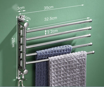 Porte serviette salle de bain gris rotatif à 5 barres pour un séchage rapide