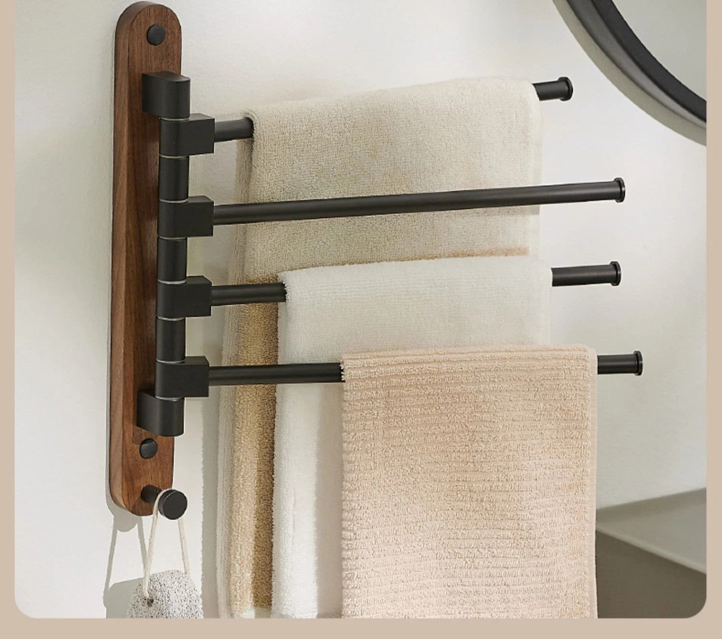 Porte-serviettes mural 4 bras pivotants pour salle de bain