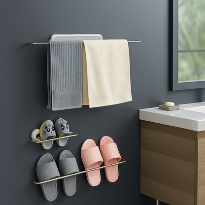 Fixation adhésive à forte adhérence, porte-serviettes solide et discret.