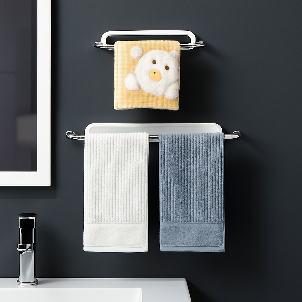 porte-serviettes mural en ABS auto-adhésif offrant un gain de place optimal.